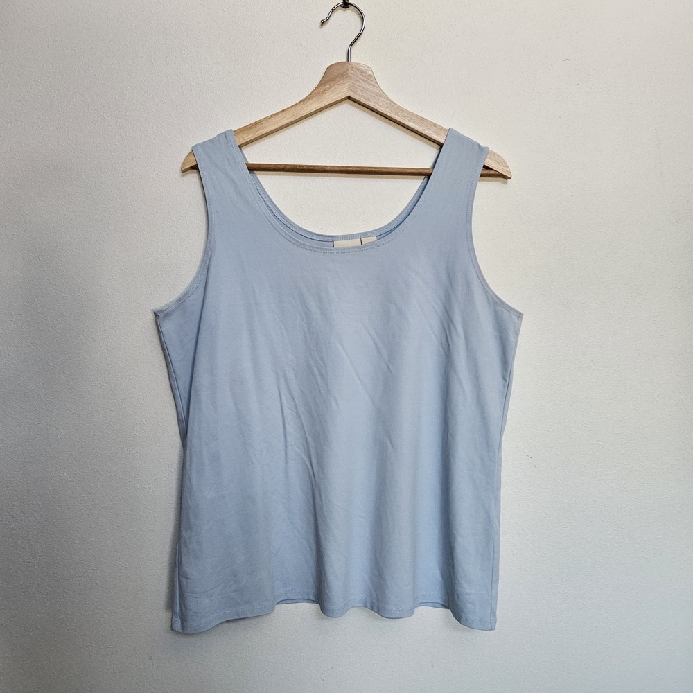 Chicos‎ Tank Top Womens XL Blue Sleeveless Scoop Neck Stretch Basic Layering